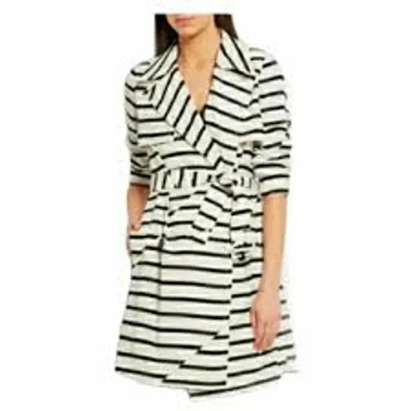 Madewell Jackets & Blazers - Madewell Parcel Striped Long Sleeve Double Breasted Belted Trench Coat Small